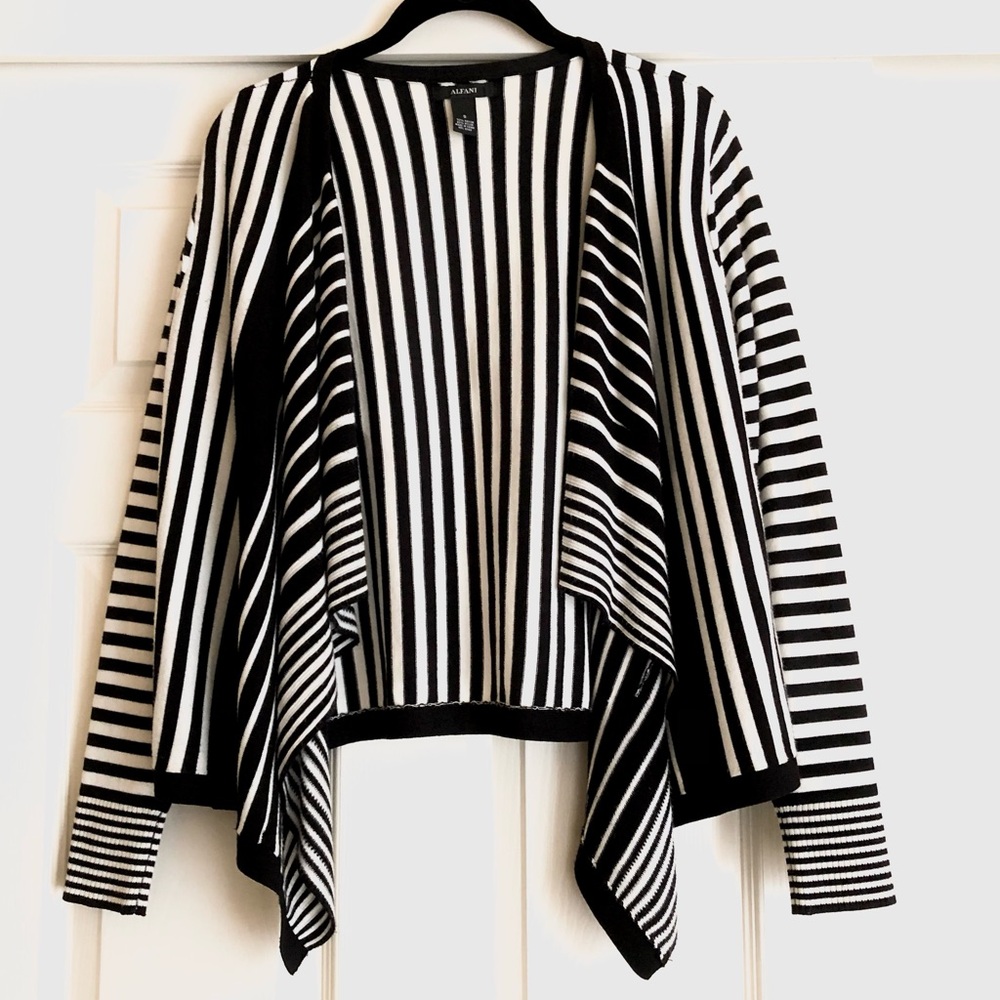 Alfani Draped Front Striped Cardigan